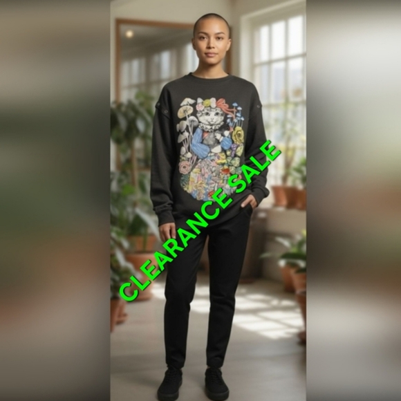 Gucci Dark Gray Floral Graphic 2-way Sweater XS